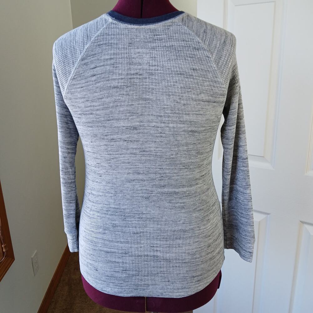 Arizona Jean Co Thermal Waffle Knit Shirt Large long sleeve heather grey stripes - Picture 3 of 9